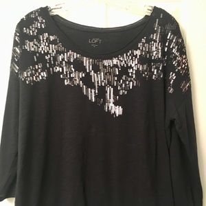 Navy blue XL Loft sequin top
